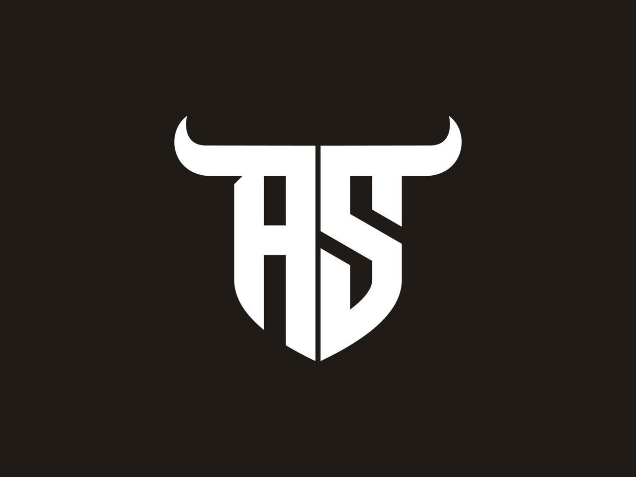 Initial AS Bull Logo Design. vector