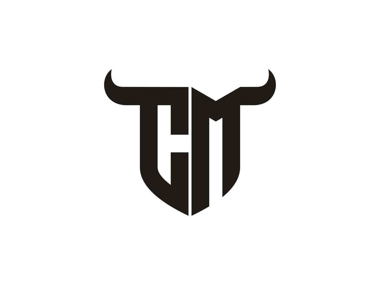 Initial CM Bull Logo Design. vector