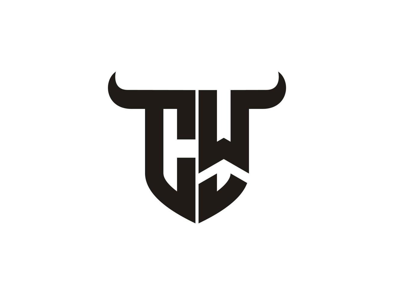 Initial CW Bull Logo Design. vector