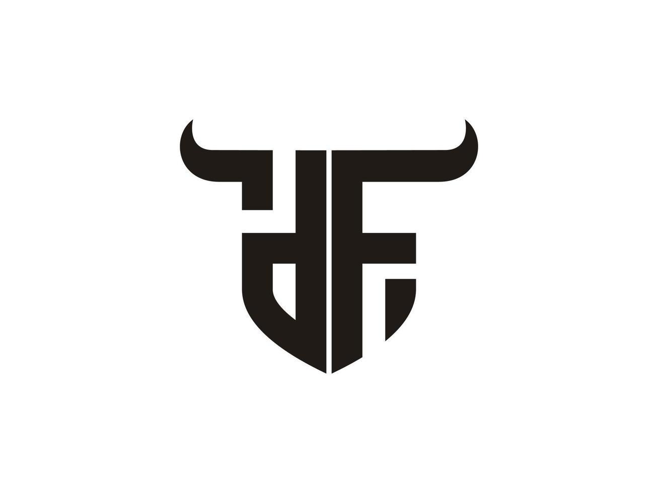Initial DF Bull Logo Design. vector