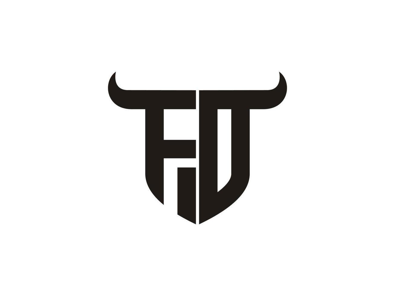 Initial FD Bull Logo Design. vector
