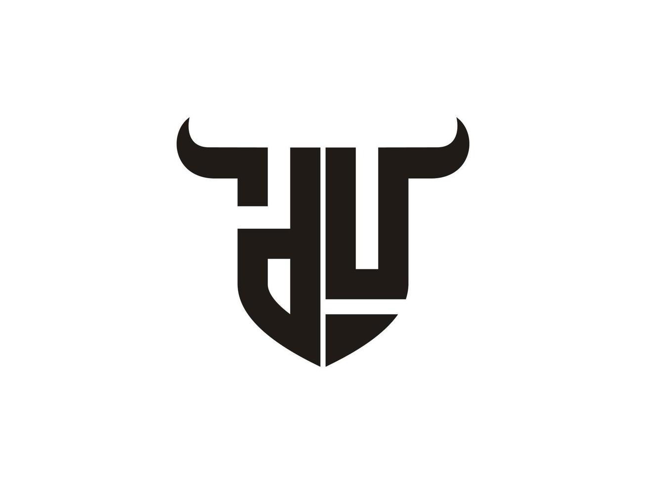 Initial DU Bull Logo Design. vector