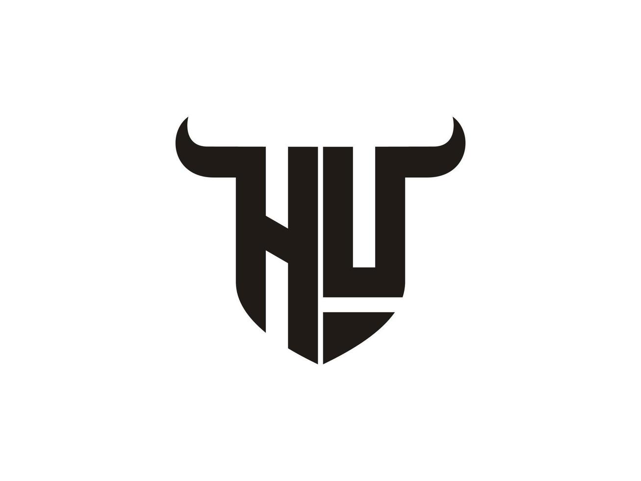 Initial HU Bull Logo Design. vector