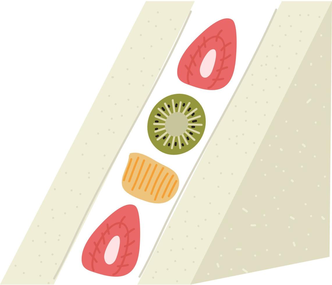 strawberry fruit sandwiches, illustration in a cartoon style. Logo for cafes, restaurants, coffee shops, catering. vector