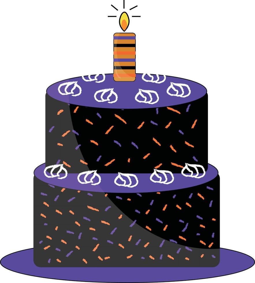 happy birthday cake, illustration in a cartoon style. Logo for cafes, restaurants, coffee shops, catering. vector