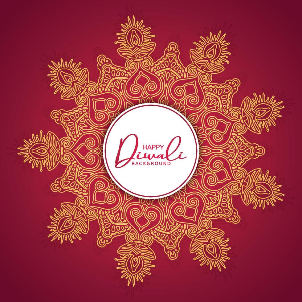 fondo decorativo de la tarjeta de felicitación de diwali mandala vector