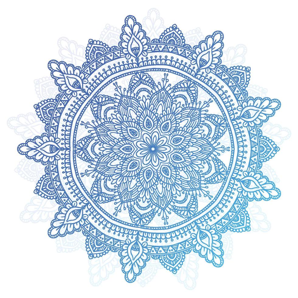 mandala azul decorativa sobre fondo blanco vector