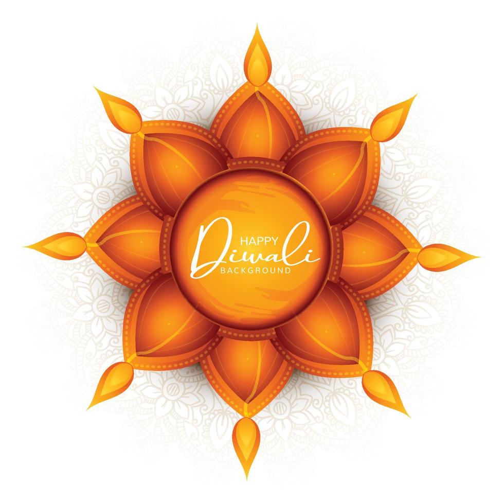 fondo de tarjeta de celebración de diwali diya decorativo realista vector