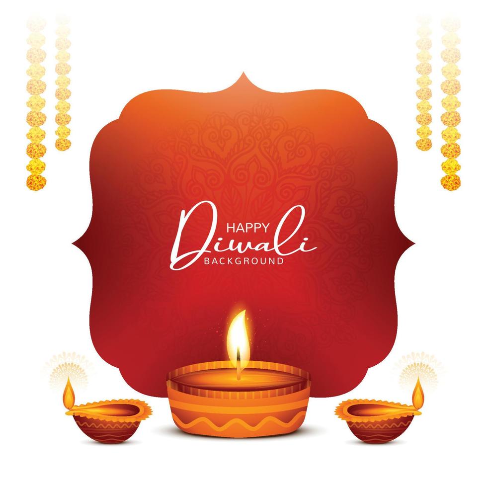 Illustration of burning diya on happy diwali holiday background vector