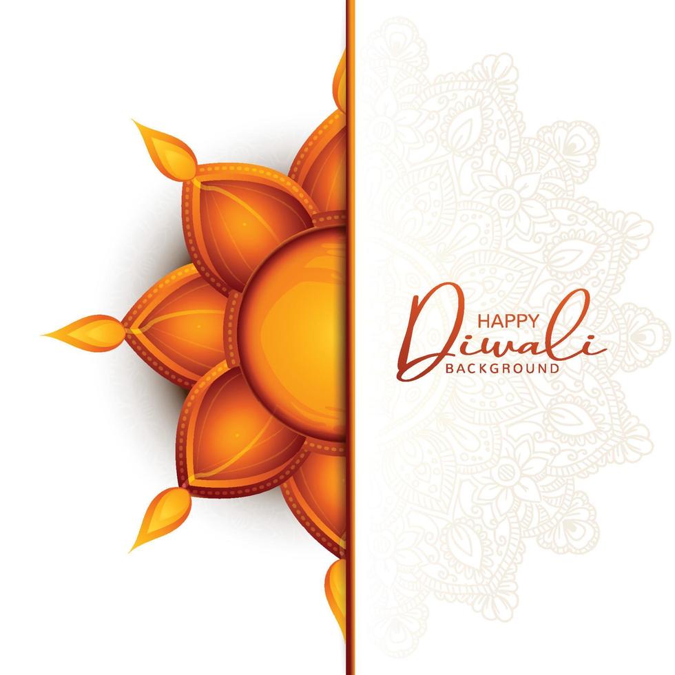 fondo de tarjeta de vacaciones de celebración de festival de diwali de lámpara de aceite decorativa vector