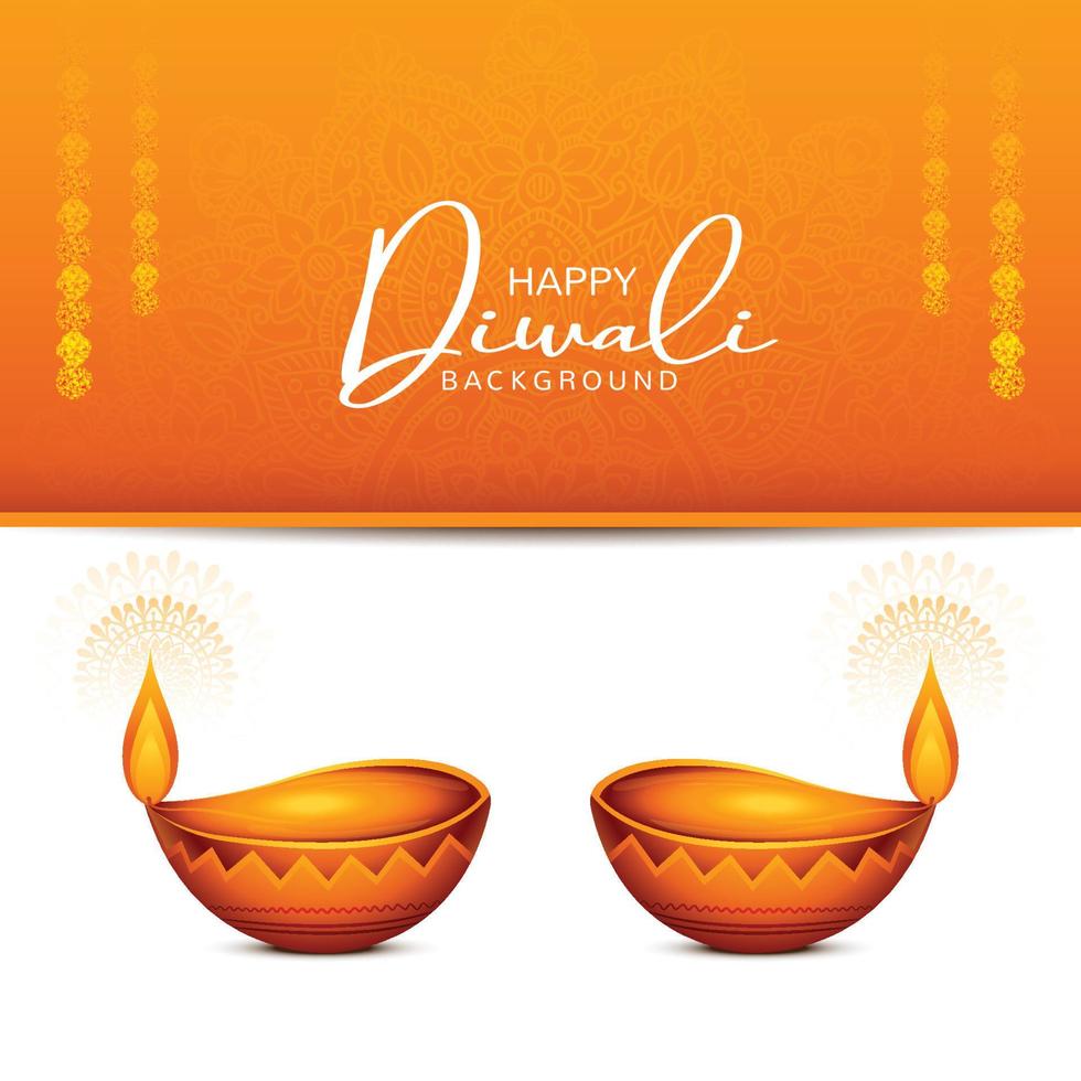 fondo de tarjeta de vacaciones de celebración de festival de diwali de lámpara de aceite decorativa vector