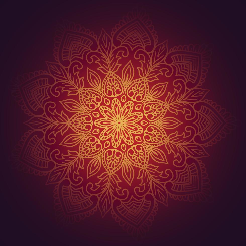Ethnic colorful round ornamental henna golden mandala background vector