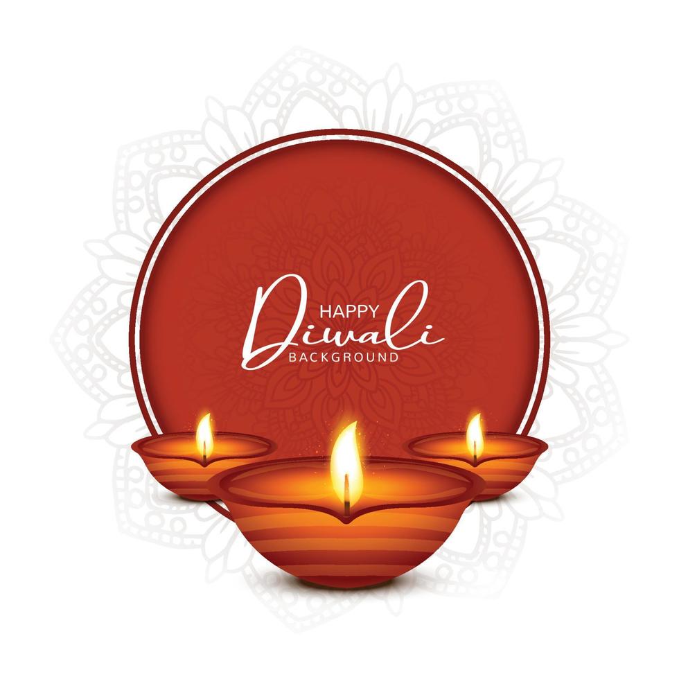 Indian religious festival diwali background with lamps card design vector