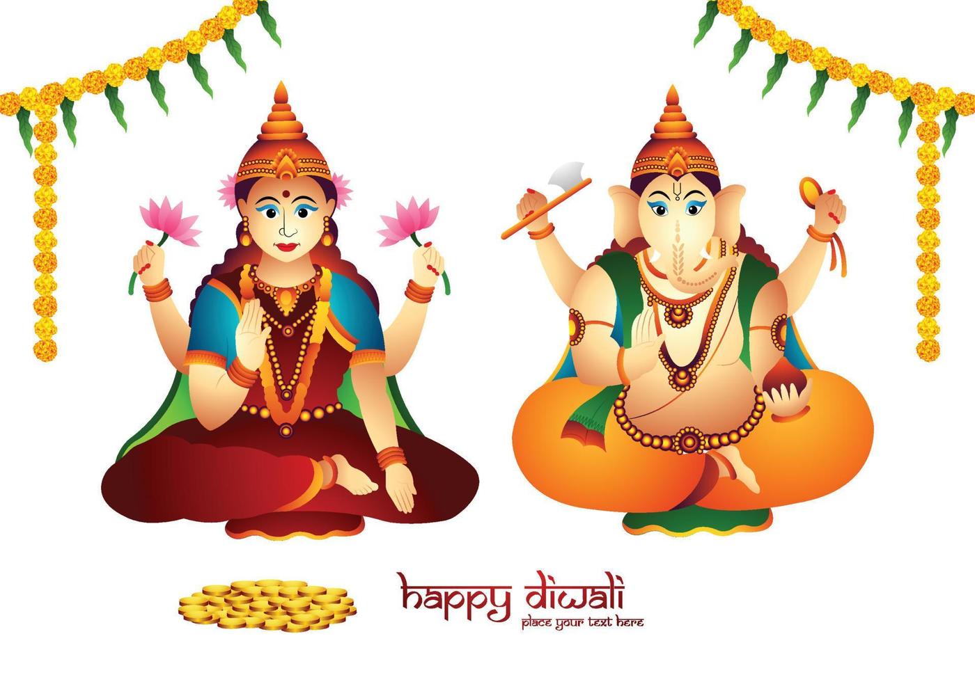 Beautiful celebration happy diwali for ganesh laxmi greeting card background vector
