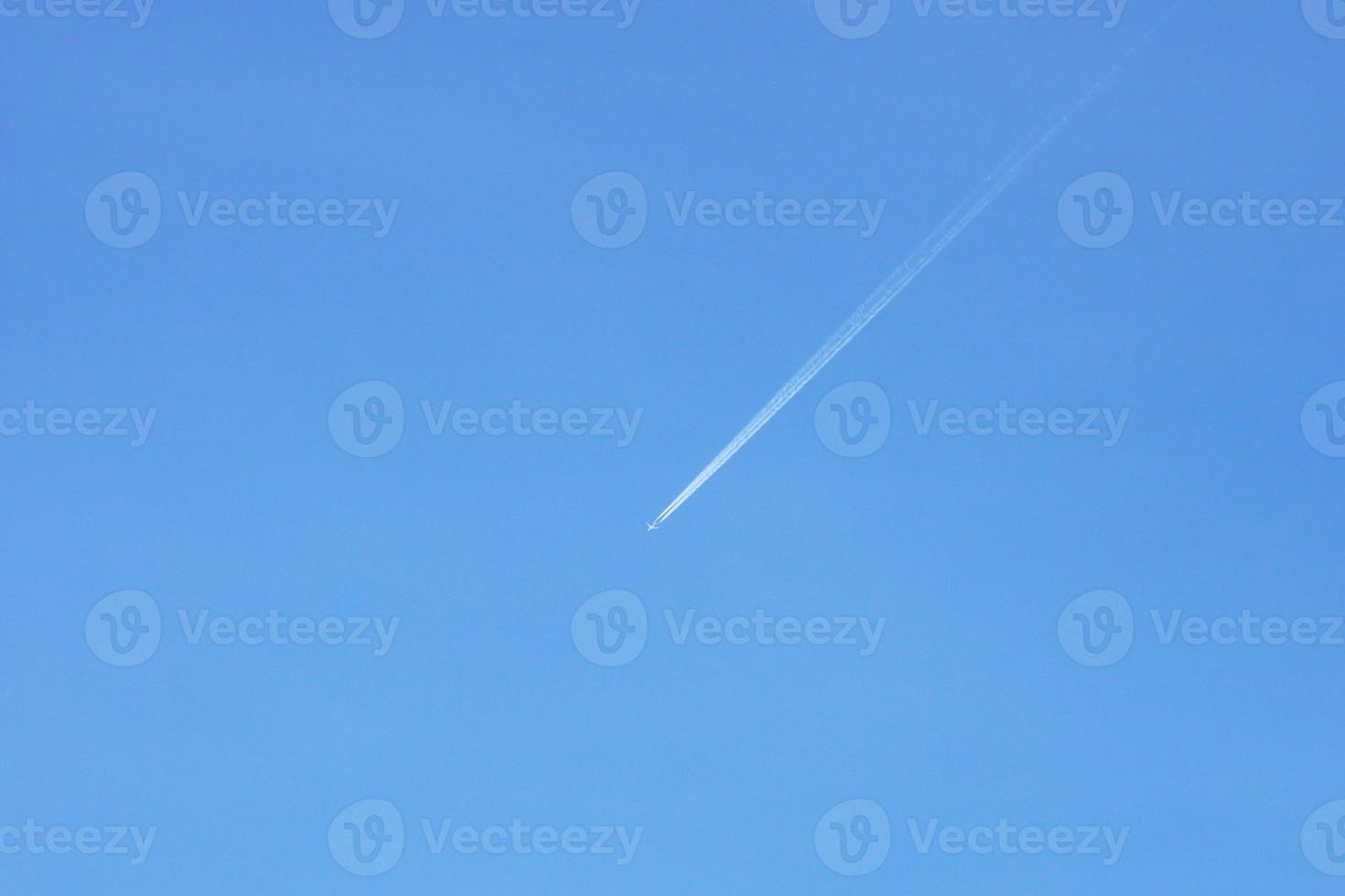 A passenger jet leaves a mark above the blue skies and the start of the airline after the kovic poisoning photo