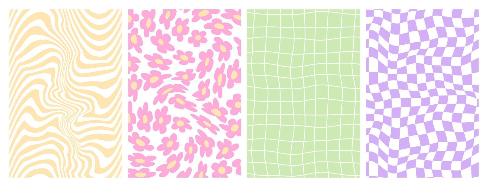 Y2k background. Wave, swirl, twirl, twisted, floral, chessboard texture in trendy retro 2000s style. vector