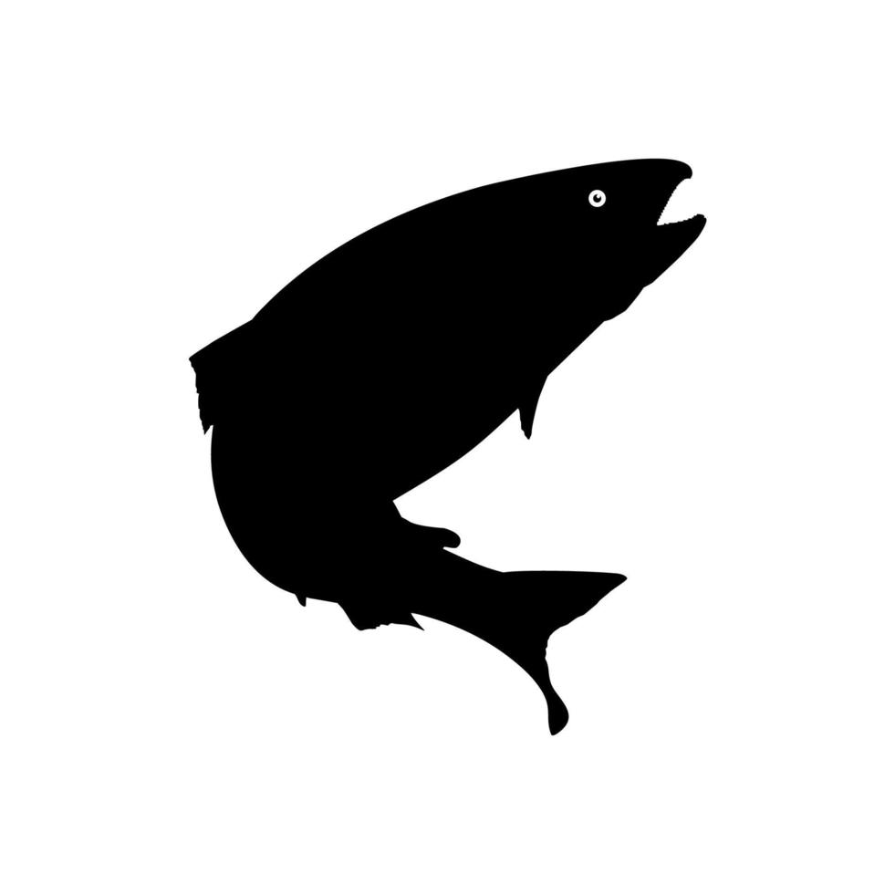 Salmon Fish Silhouette for Icon, Symbol, Logo, Pictogram, Apps, Website or Graphic Design Element. Vector Illustration