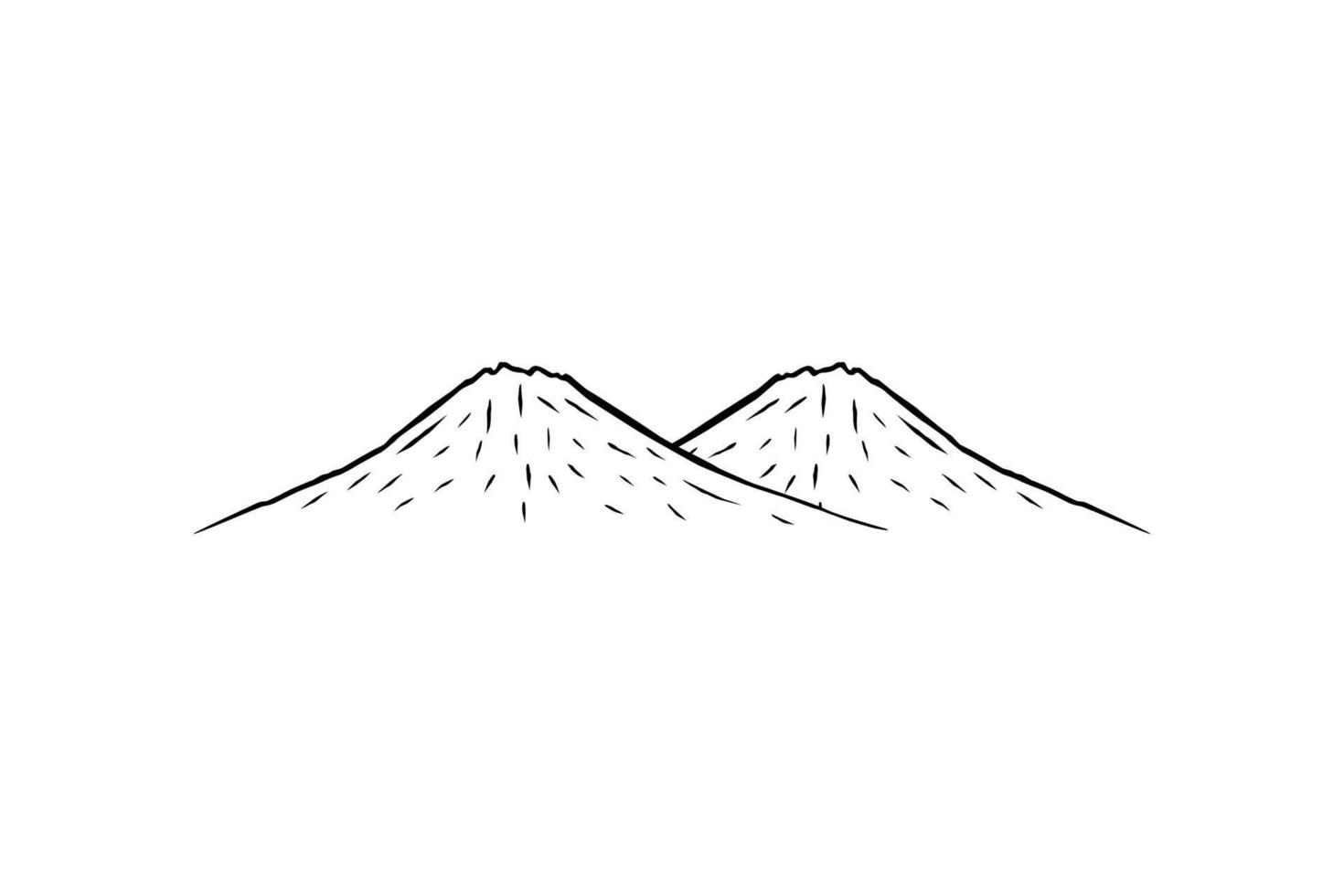 arte de línea simple de la silueta de la montaña para logotipo, pictograma, ilustración de arte, aplicaciones, sitio web o elemento de diseño gráfico. ilustración vectorial vector