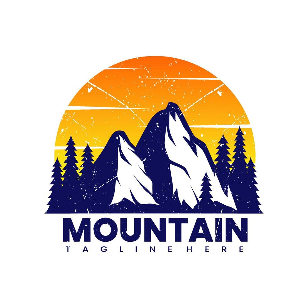 Vector illustration of mountain, outdoor adventure. Simple logo design