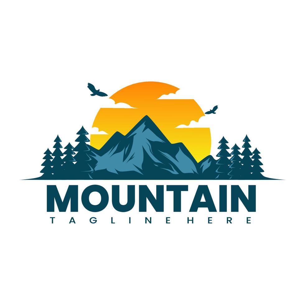 Vector illustration of mountain, outdoor adventure. Simple logo design