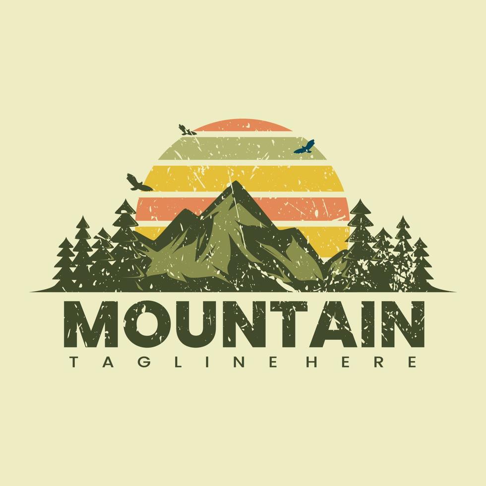 Vector illustration of mountain, outdoor adventure. Simple logo design