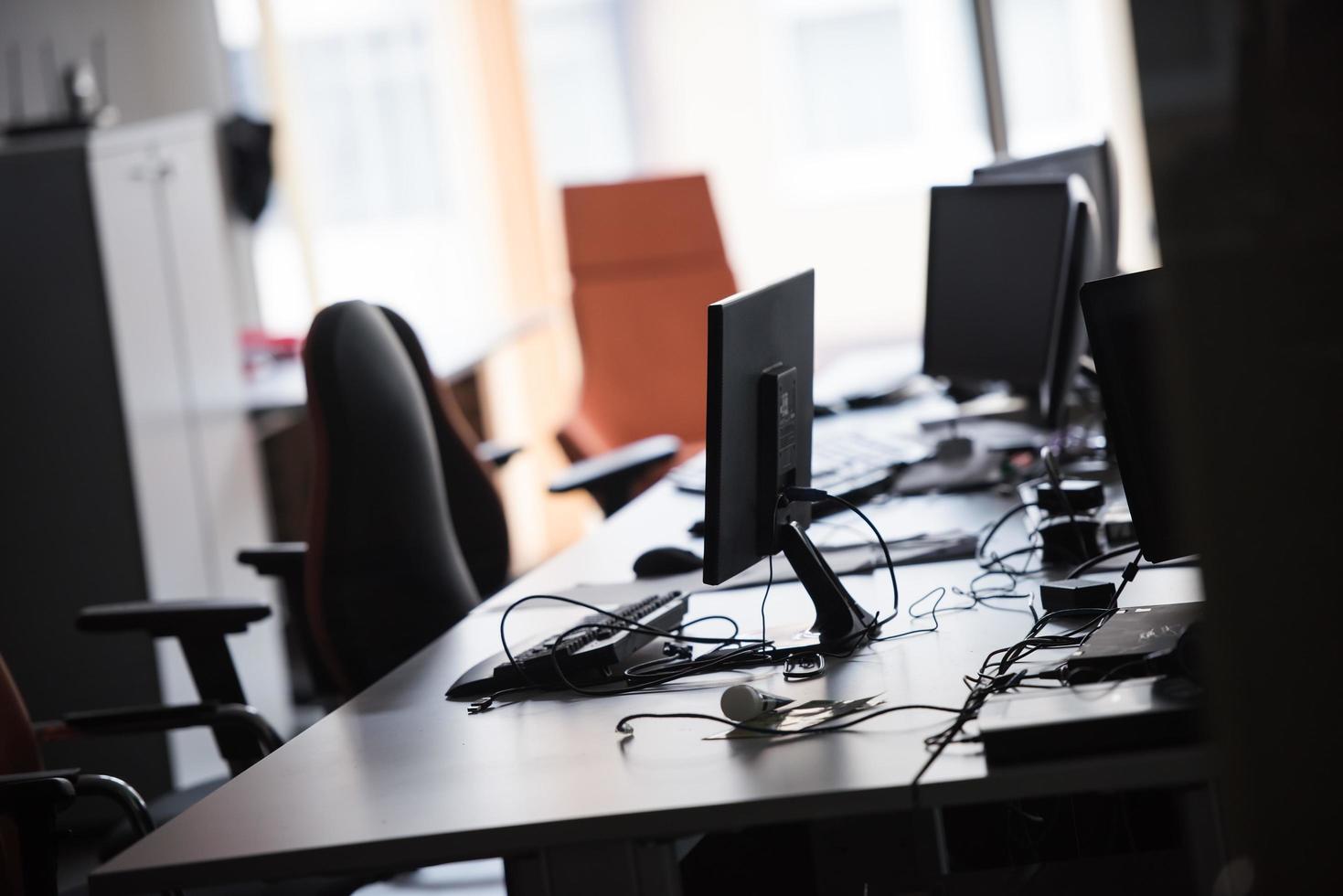 empty office with modern computers photo