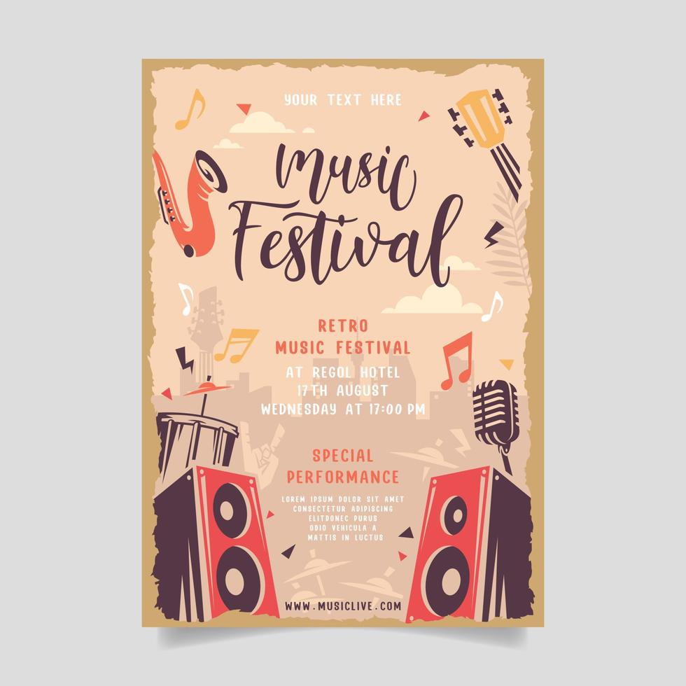 Music party festival in creative style with modern shape template design vector