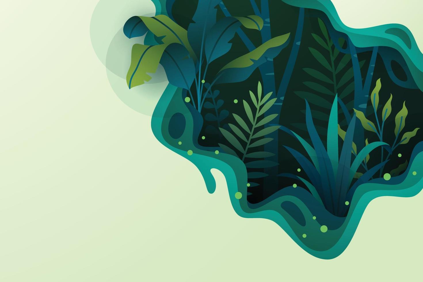 Background with tropical plants forest vector