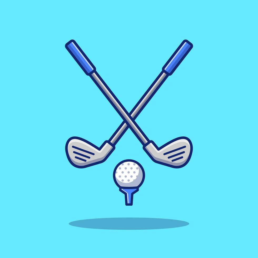 Golf Sport Cartoon Vector Icon Illustration. Sport Golf Icon Concept Isolated Premium Vector. Flat Cartoon Style