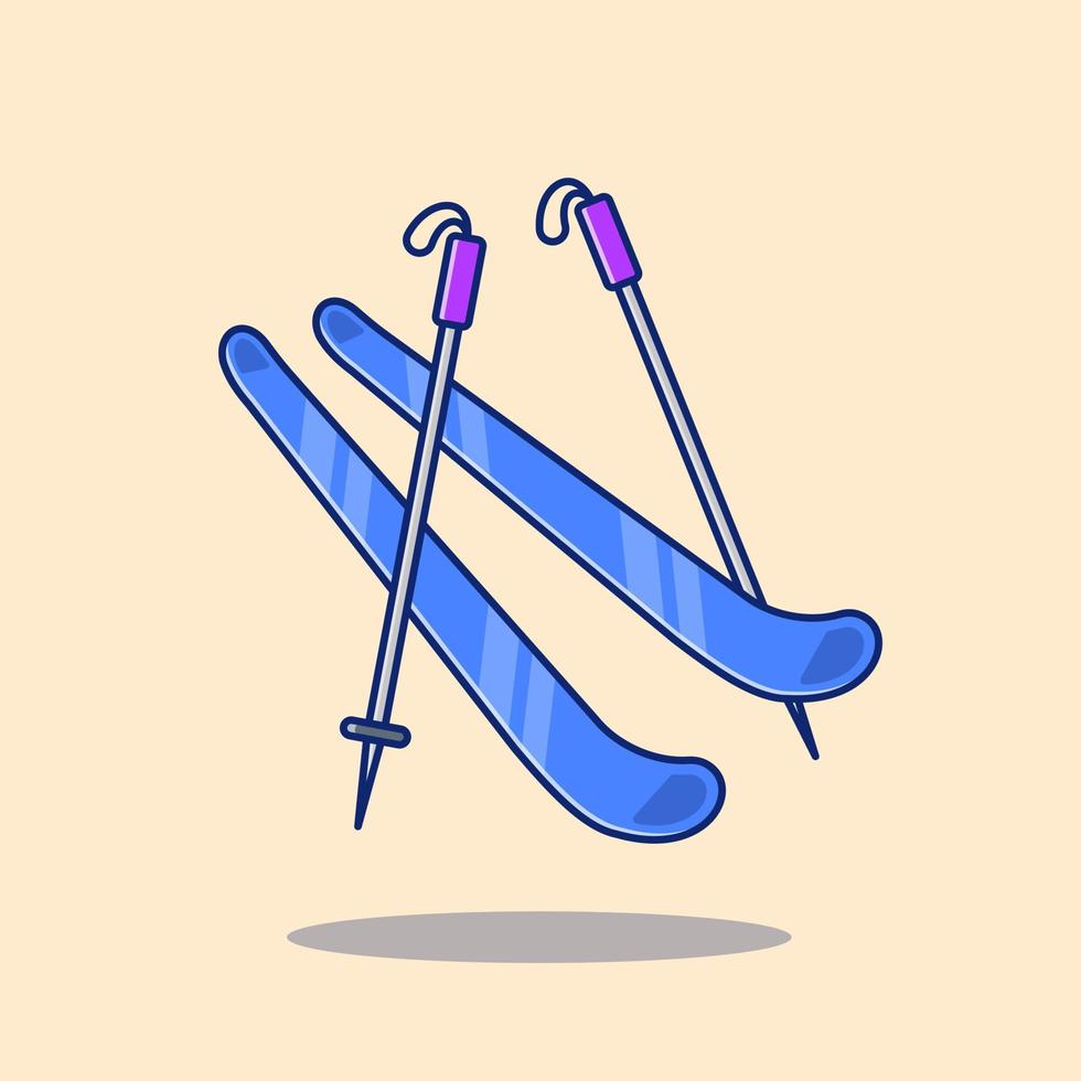 ilustración de icono de vector de dibujos animados de deporte de esquí. concepto de icono de esquí deportivo vector premium aislado. estilo de dibujos animados plana