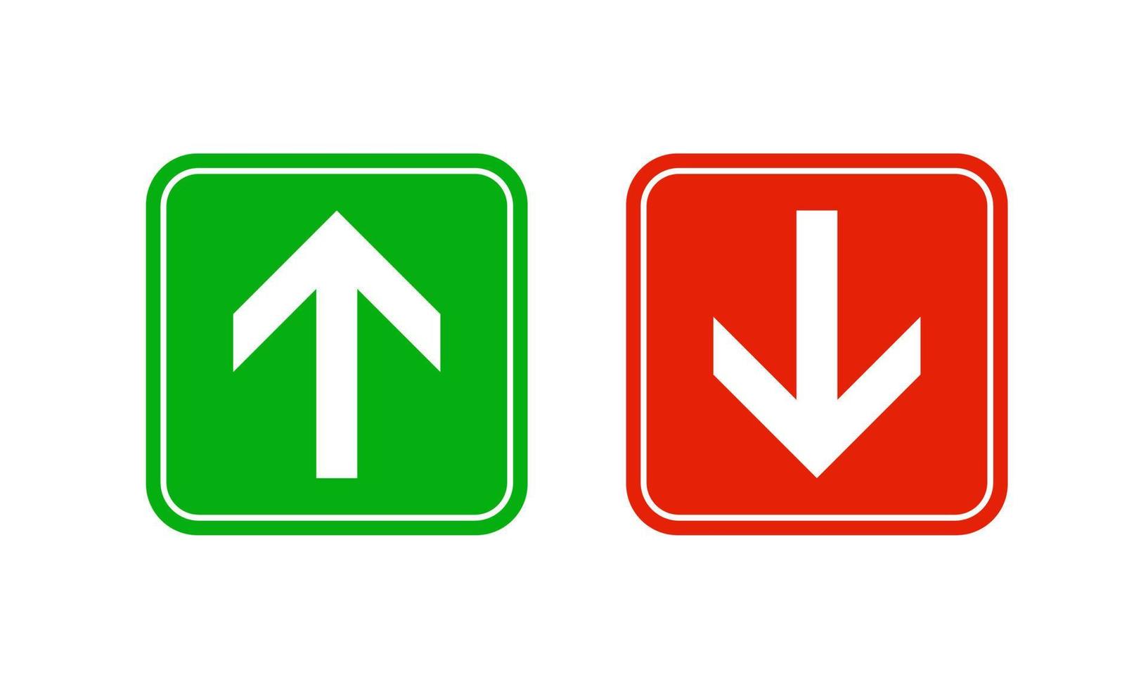 flechas botón de señal verde y rojo. icono arriba y abajo. ilustración vectorial vector
