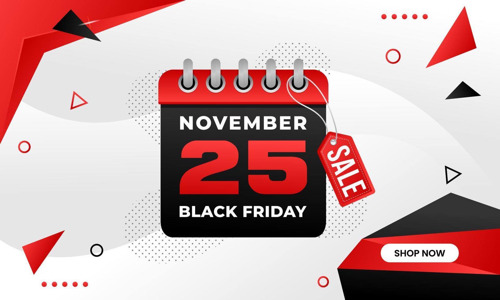 Black friday sale banner with calendar illustration for background layout design vector