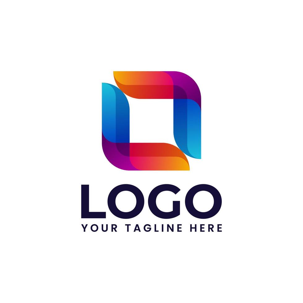 vector de plantilla de logotipo de icono de degradado 3d colorido de esquina redondeada cuadrada abstracta