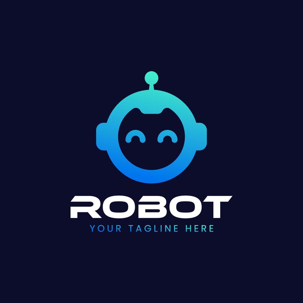 lindo icono de robot. diseño de símbolo de robot. concepto de icono de chatbot. bot de servicio de soporte de voz. tecnología de soporte en línea. ilustración de personaje de estilo degradado moderno vector