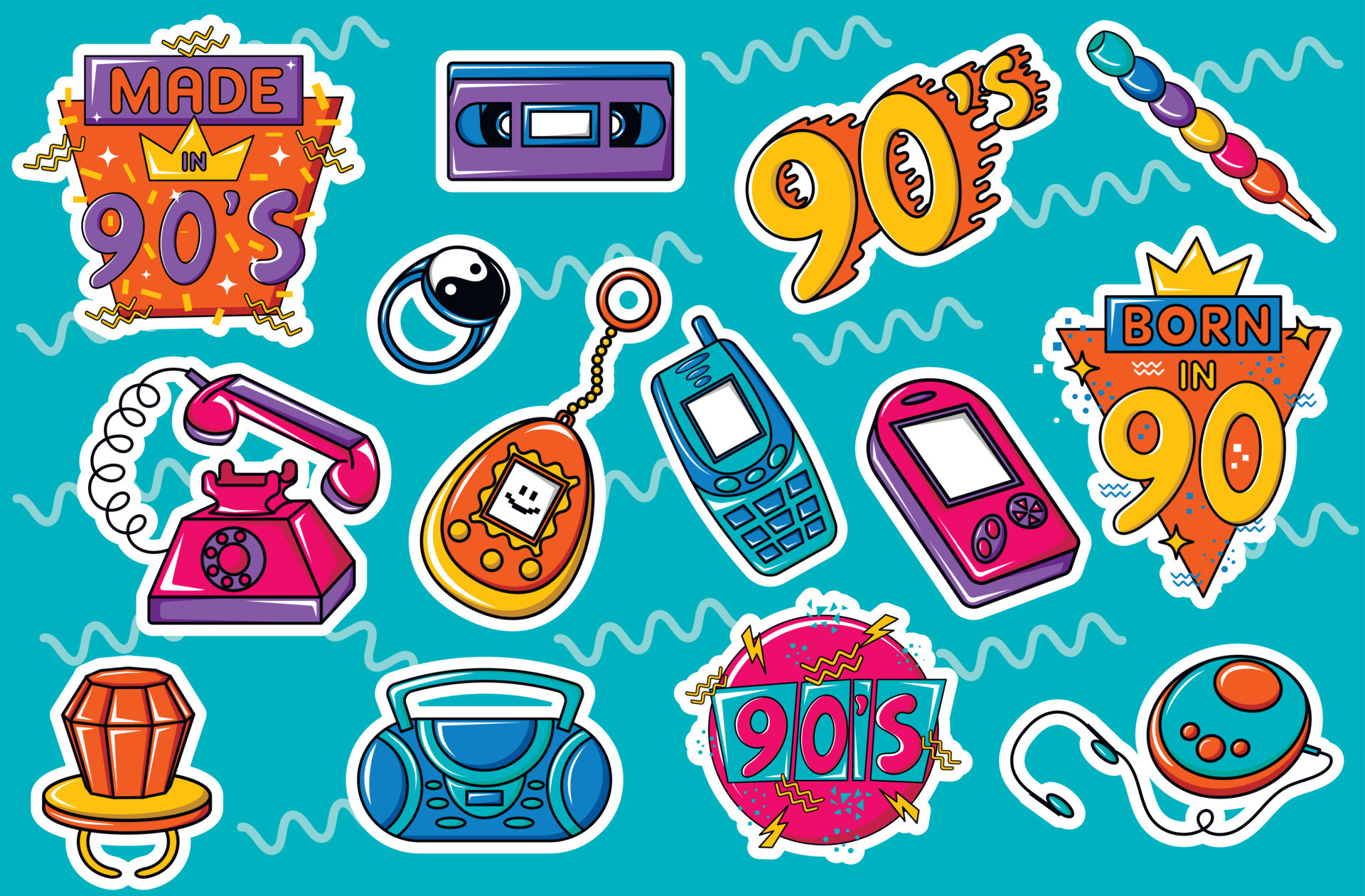 Collection Of Bright Multi colored Stickers Retro Badges Patches For collection-of-bright-multi-colored-stickers-retro-badges-patches-for