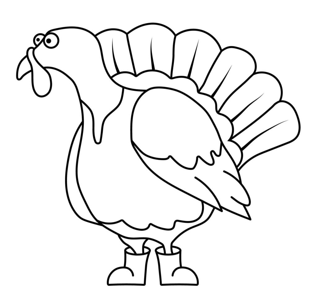 pavo divertido en un estilo lineal para colorear. juegos de niños niños dibujando para colorear. vector