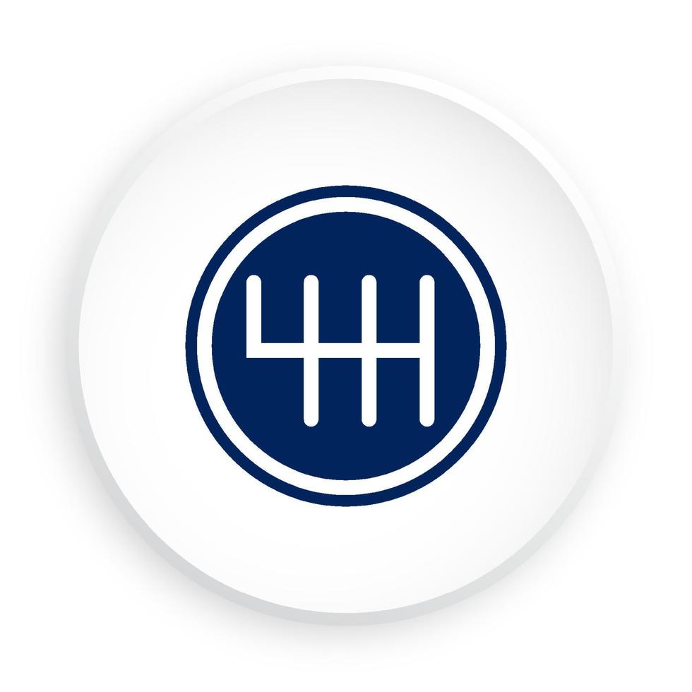 Gearbox lever icon in neomorphism style on white background. Car gearbox, transmission repair in service center. Vector