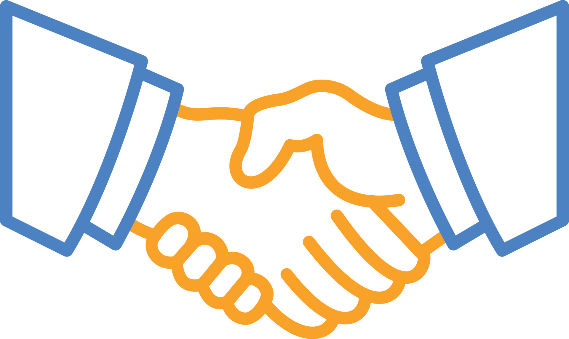 Handshake Blue And Orange Line Icon 12499795 Vector Art at Vecteezy