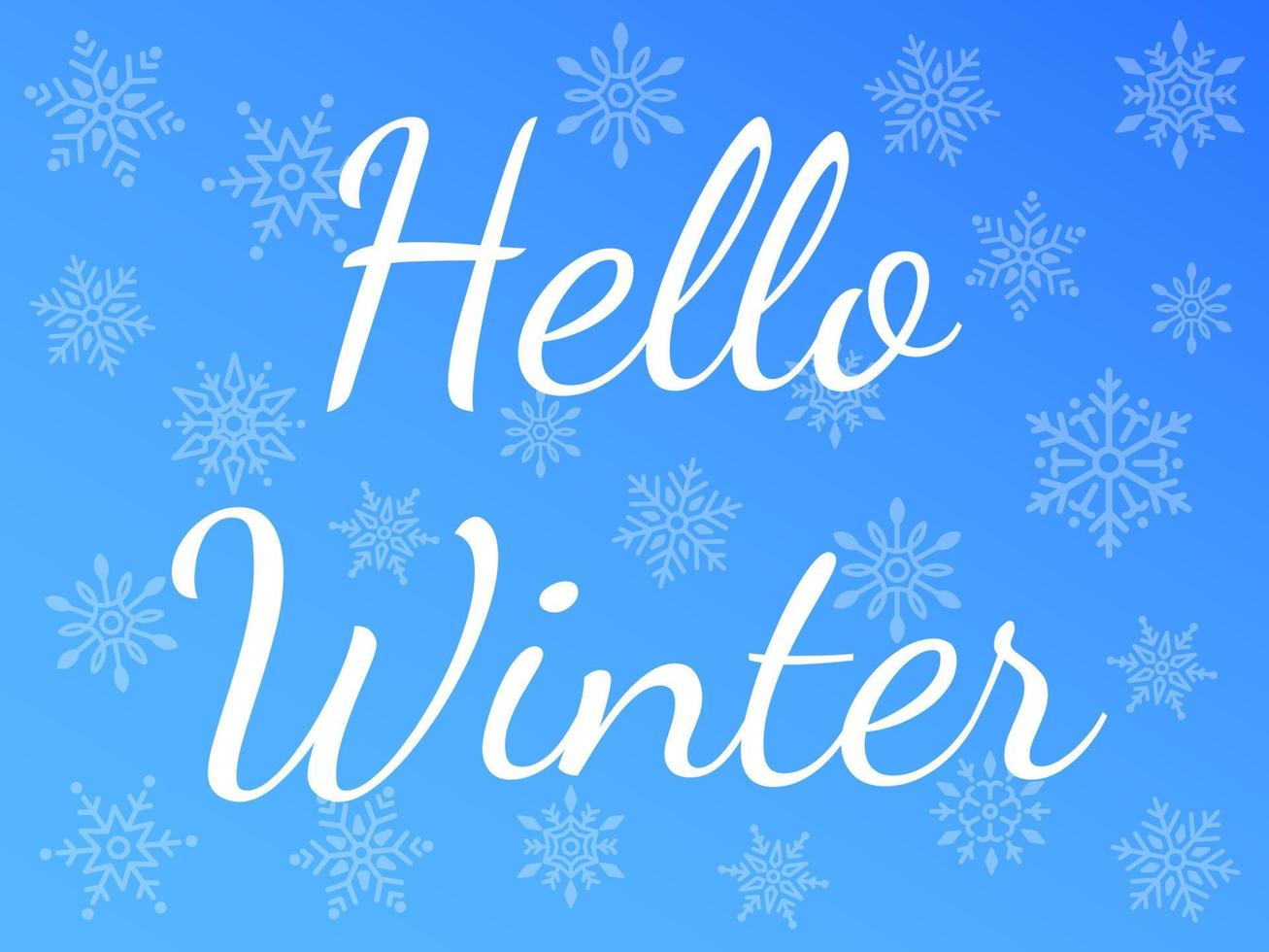 Hola invierno. bandera azul en el fondo de los copos de nieve. ilustración vectorial vector