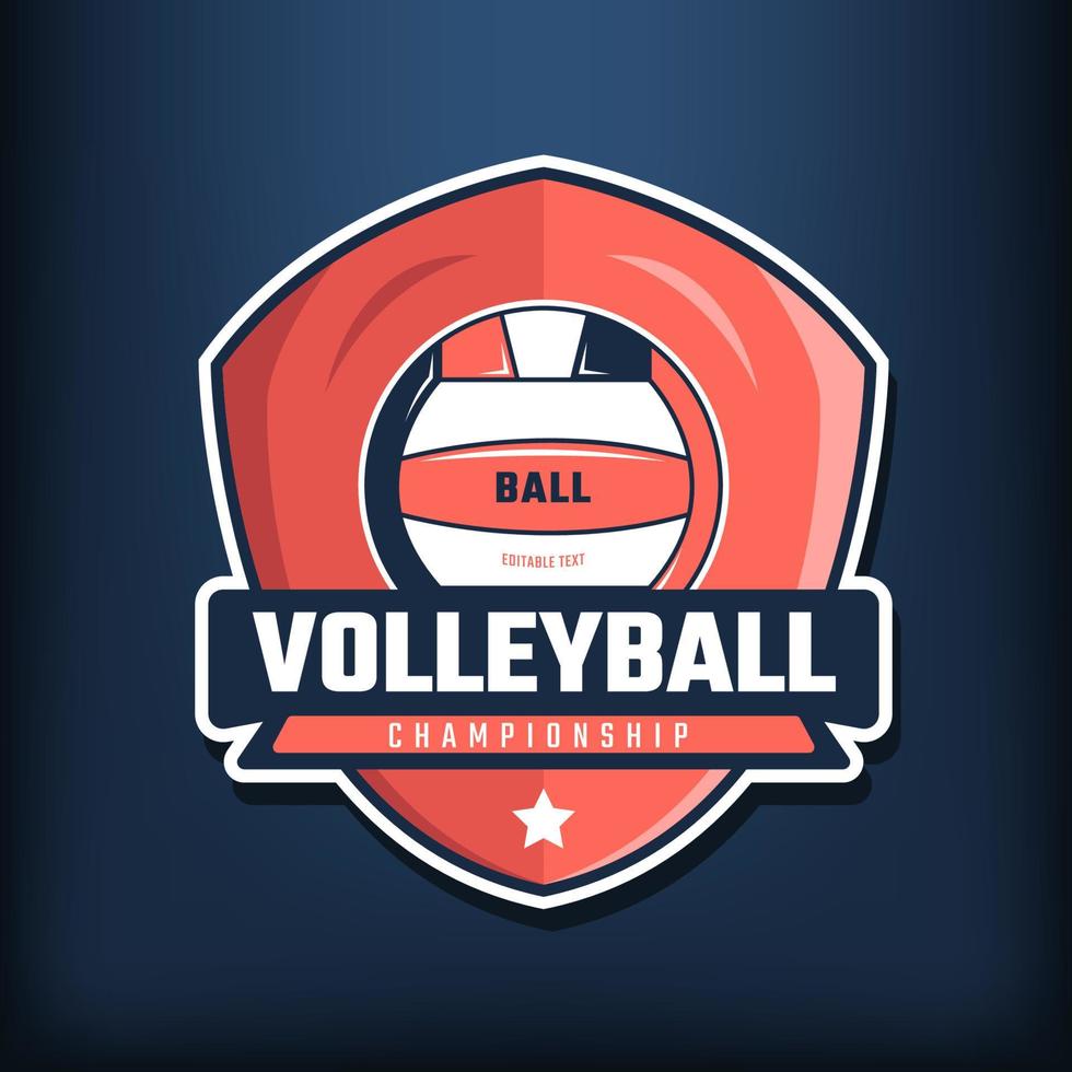 logotipo deportivo de voleibol rojo y azul oscuro vector