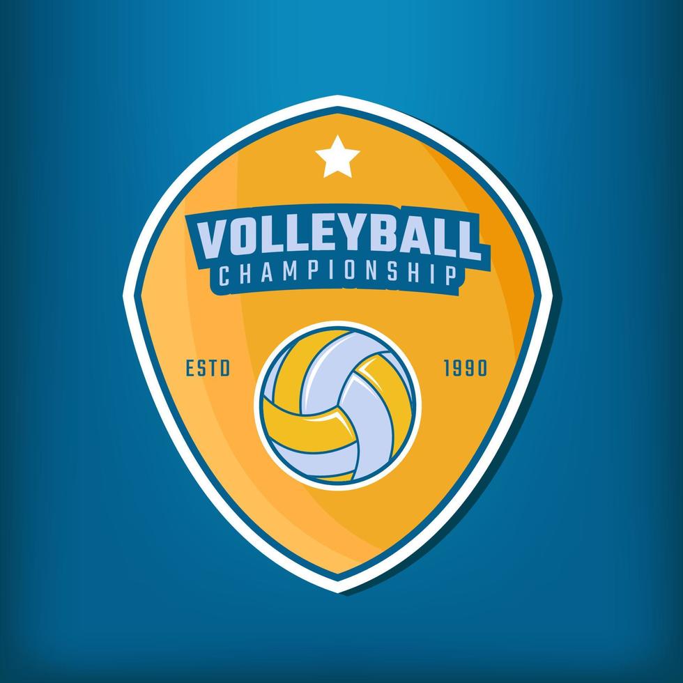 logotipo de diseño de elemento de escudo y voleibol vector