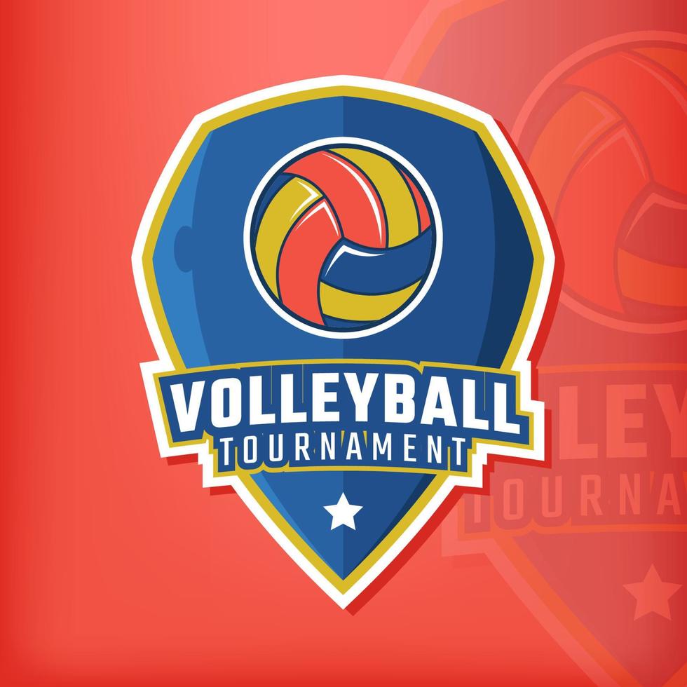 Modern championship emblem with volleyball illustration vector