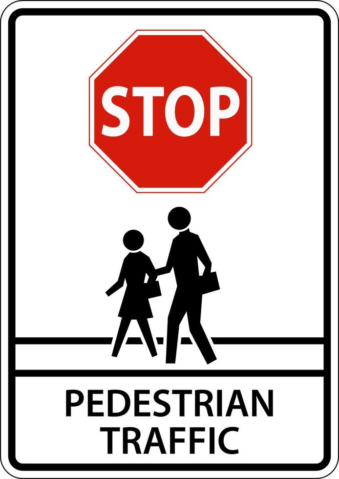 detener la señal de tráfico peatonal sobre fondo blanco vector