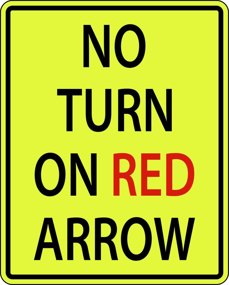 No Turn On Red Arrow Sign On White Background 12500517 Vector Art at Vecteezy