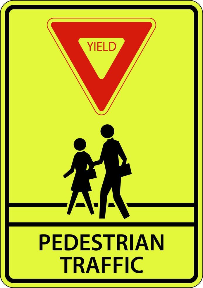 Yield Pedestrian Traffic Sign On White Background vector
