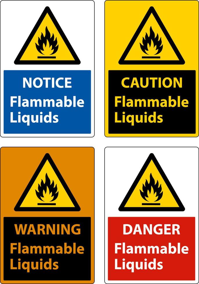 Flammable Liquids Sign On White Background vector