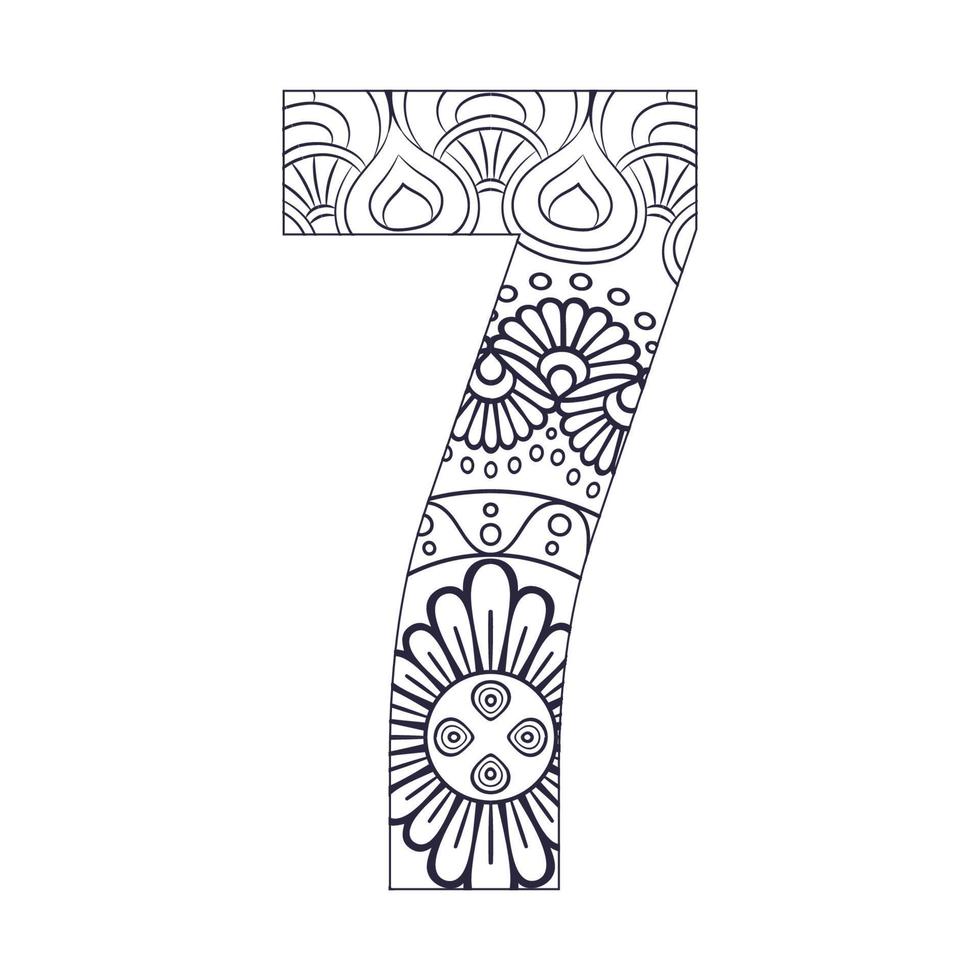 お中元 お歳暮 お年賀 夏 冬 年末年始のご挨拶 ギフト 通販な 7 number mandala coloring illustration vector with page 
