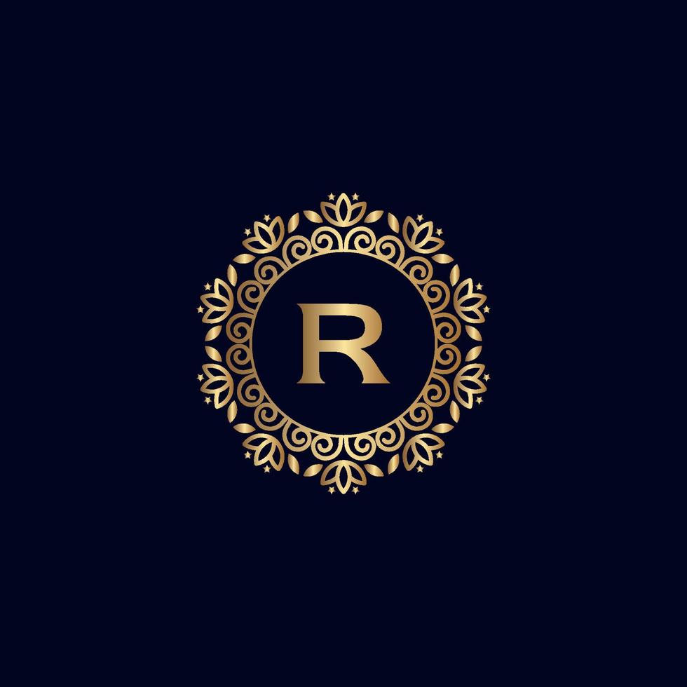 GOLD ROYAL LOGO BEAUTY LUXURY LETTER R vector