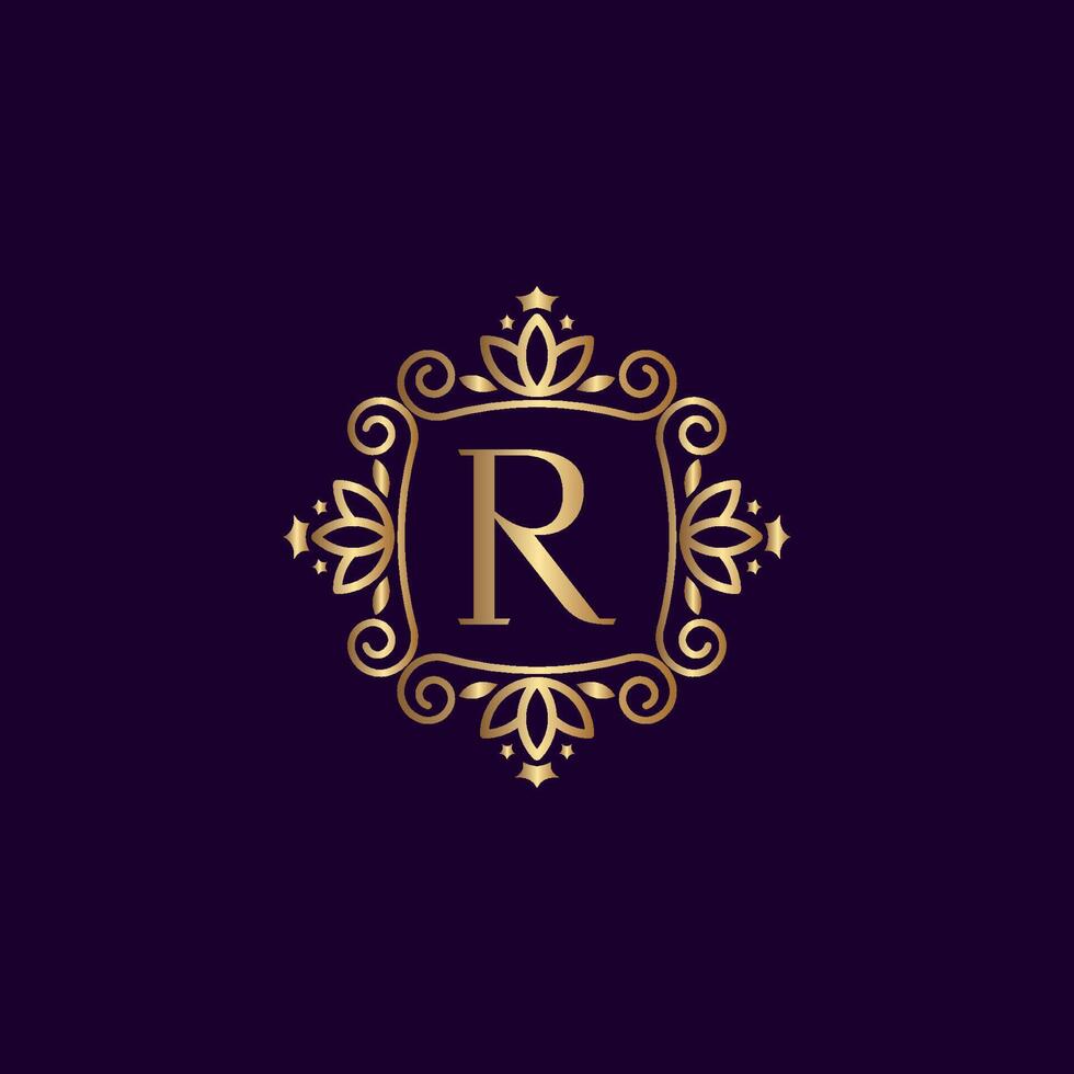 CROWN LETTER LEAF R vector