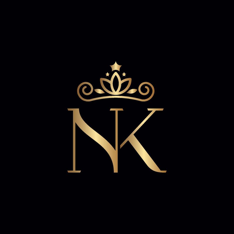 gold NK logo crown beauty vector